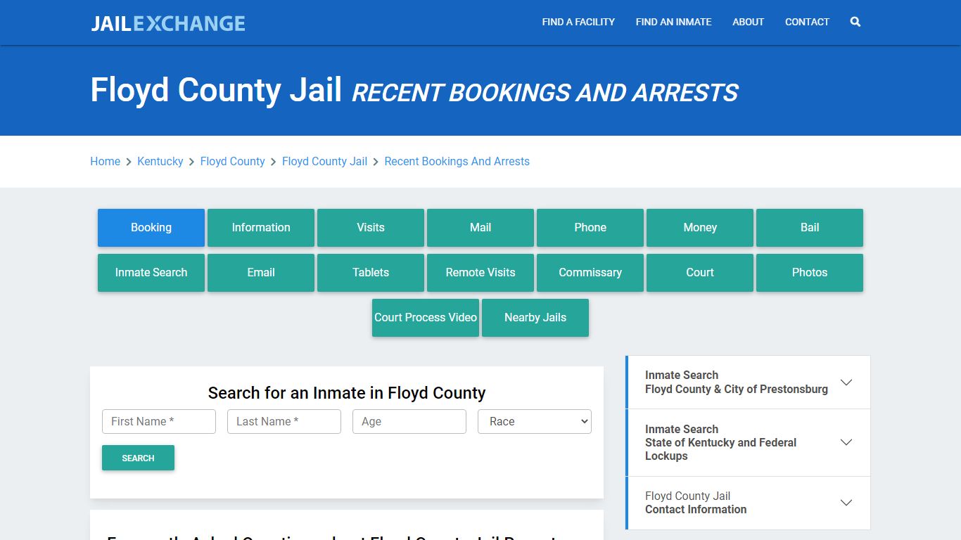 Floyd County Jail KY Recent Arrests and Bookings - Jail Exchange