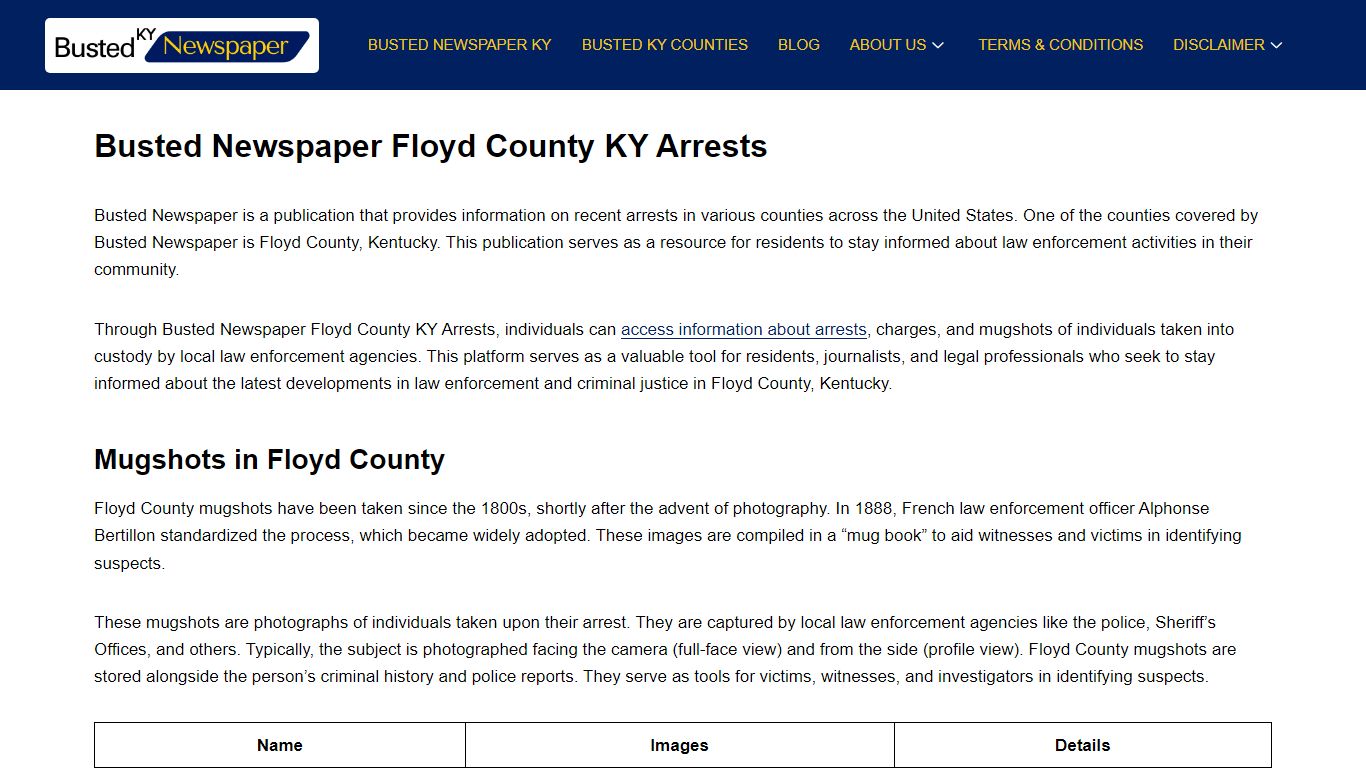 Busted Newspaper Floyd County KY Arrests