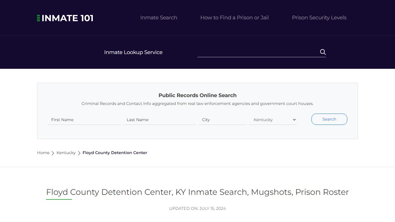 Floyd County Detention Center, KY Inmate Search, Mugshots, Prison ...